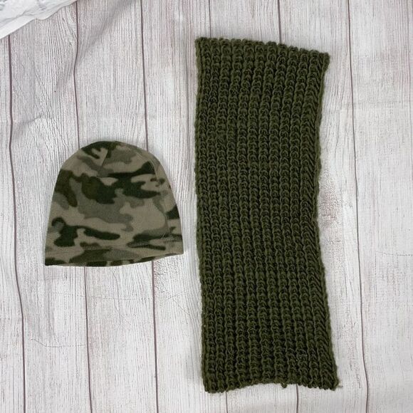 Infinity scarf large knit and fleece camo beanie hat - Picture 2 of 4